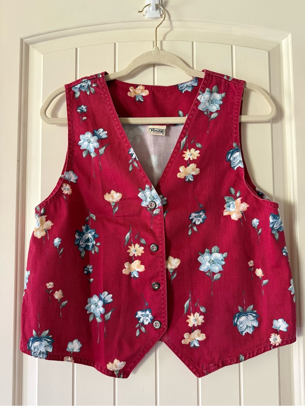 Vintage Vivaldi Jeanswear Floral Vest 1990's Made in USA